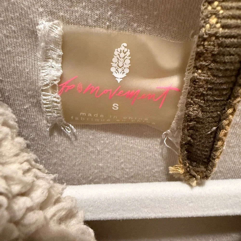 Free People Movement Sherpa Fleece Pullover Jacket Cream Snap Front Cozy Size S - Picture 2 of 5